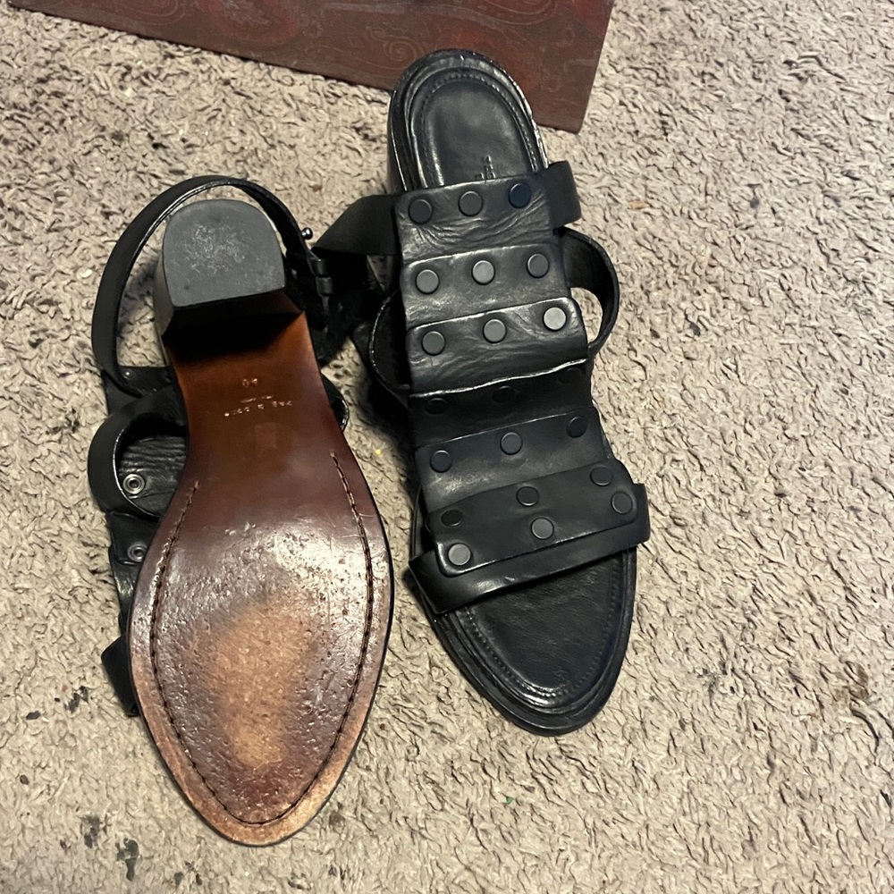 rag & bone Black Studded Leather Sandals